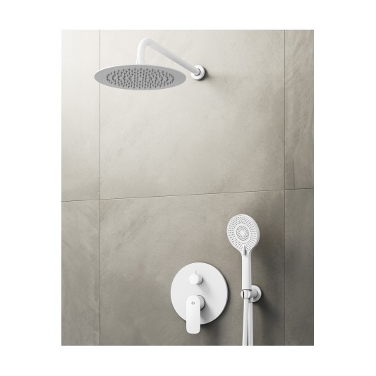 Conjunto de ducha empotrado monomando Cassio blanco con rociador de pared C3086CSBL-P