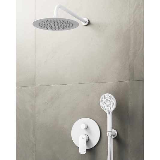 Conjunto de ducha empotrado monomando Cassio blanco con rociador de pared C3086CSBL-P