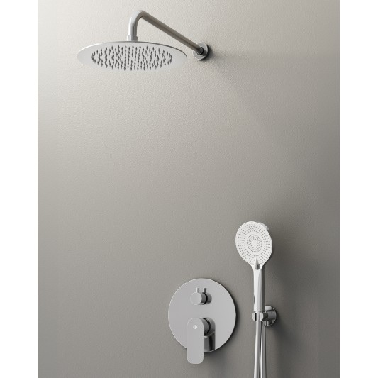 Conjunto de ducha empotrado monomando Cassio cromo con rociador de pared C3086CS-P