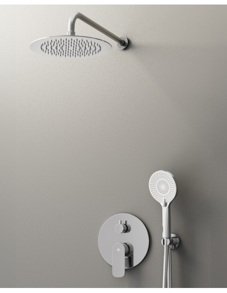 Conjunto de ducha empotrado monomando Cassio cromo con rociador de pared C3086CS-P