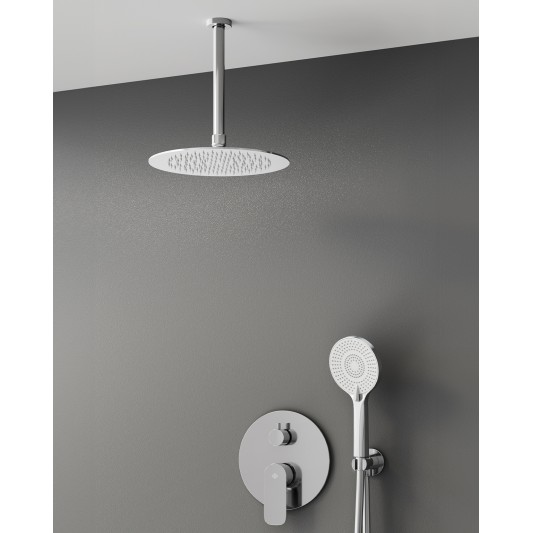 Conjunto de ducha empotrado monomando Cassio cromo con rociador de techo C3086CS-T