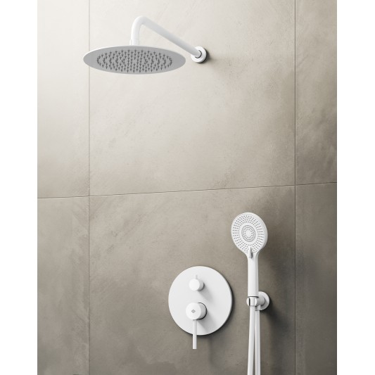 Conjunto de ducha empotrado monomando Sirio blanco con rociador de pared C3086BL-P