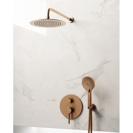 Conjunto de ducha empotrado monomando Sirio cobre con rociador de pared C3086CB-P