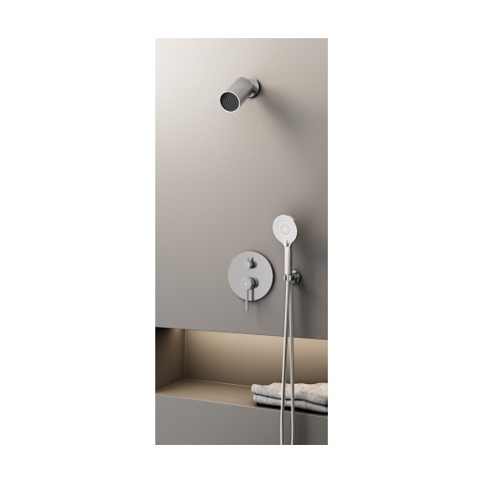 Conjunto de ducha empotrado monomando Sirio cromo con rociador minimal C3086-M