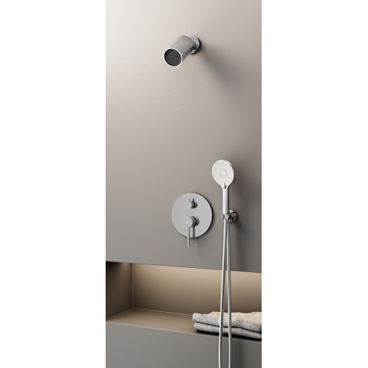 Conjunto de ducha empotrado monomando Sirio cromo con rociador minimal C3086-M