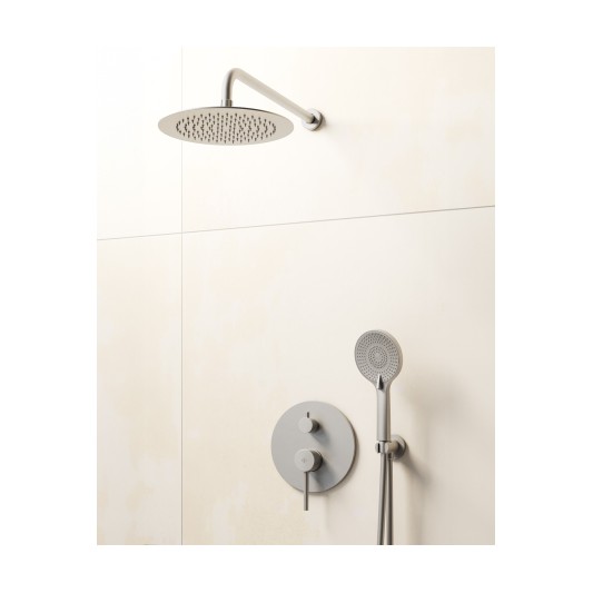 Conjunto de ducha empotrado monomando Sirio níquel con rociador de pared C3086NK-P