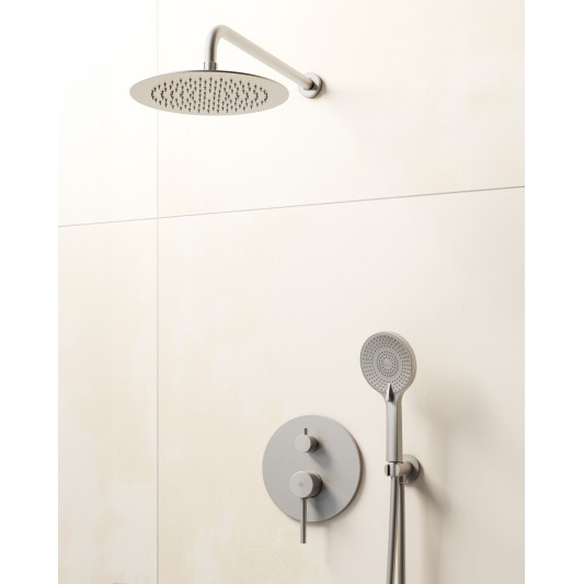 Conjunto de ducha empotrado monomando Sirio níquel con rociador de pared C3086NK-P
