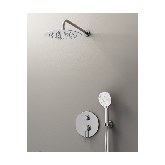 Conjunto de ducha empotrado monomando Sirio cromo con rociador de pared C3086-P
