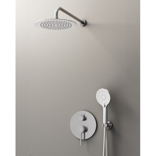 Conjunto de ducha empotrado monomando Sirio cromo con rociador de pared C3086-P