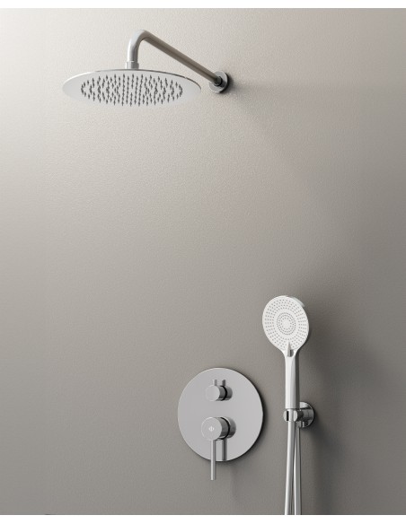 Conjunto de ducha empotrado monomando Sirio cromo con rociador de pared C3086-P