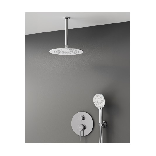 Conjunto de ducha empotrado monomando Sirio cromo con rociador de techo C3086-T