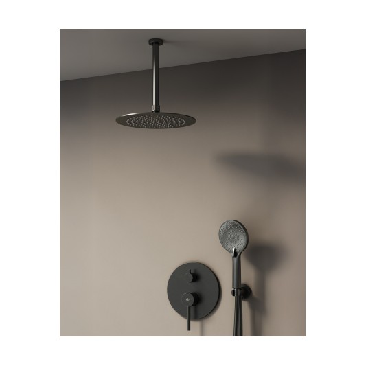 Conjunto de ducha empotrado monomando Sirio titanio con rociador de techo C3086T-T