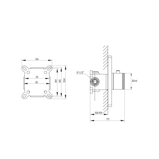 Grifo de ducha empotrado monomando Universal cromo con kit 3235 2