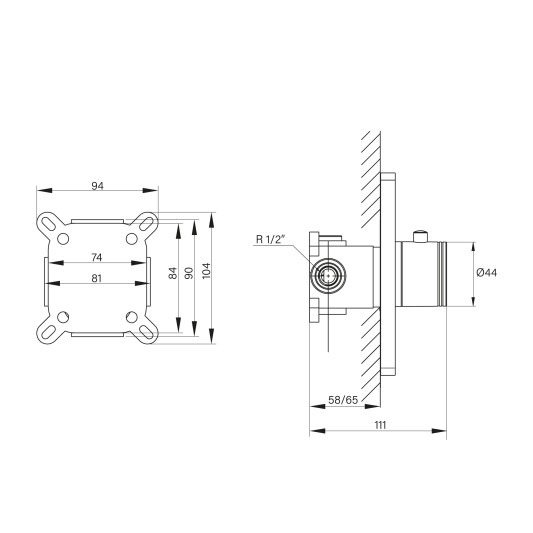 Grifo de ducha empotrado monomando Universal cromo con kit 3235