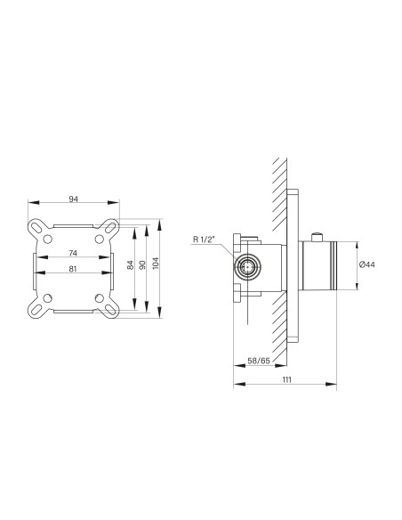 Grifo de ducha empotrado monomando Universal cromo con kit 3235