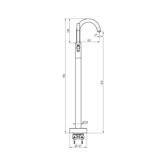 Grifo de bañera exenta Round cobre cepillado 3090CB 2