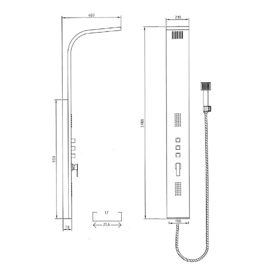 Columna de hidromasaje Gocta cromo 0508
