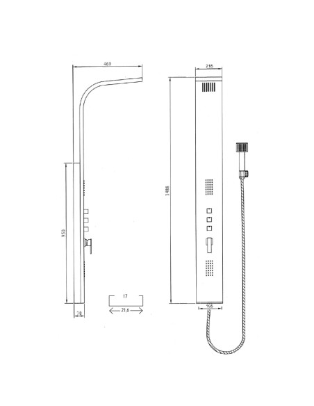 Columna de hidromasaje Gocta cromo 0508