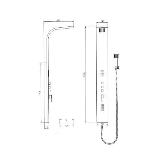 Columna de hidromasaje Gocta negro mate 0523 2