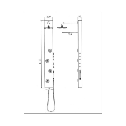 Columna de hidromasaje Suderland cromo 0506 2