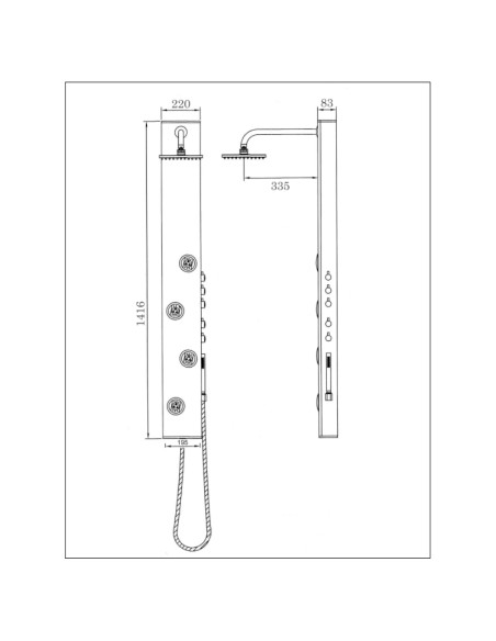 Columna de hidromasaje Suderland cromo 0506
