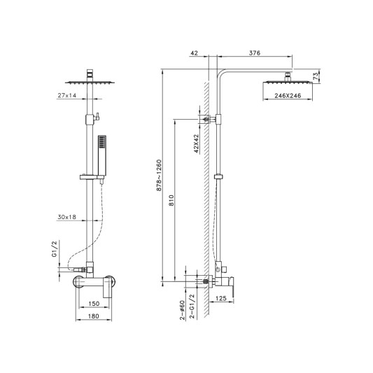 Columna de ducha monomando Quadra cromo 3013 2