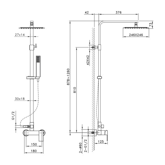 Columna de ducha monomando Quadra cromo 3013