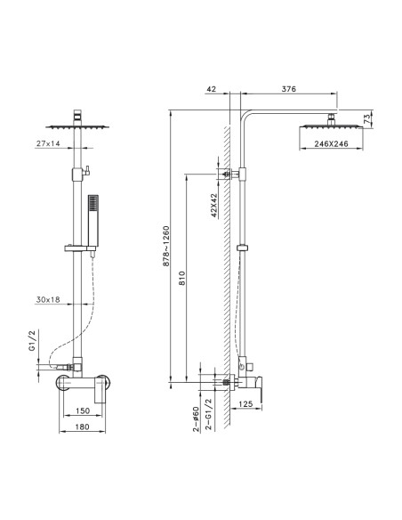 Columna de ducha monomando Quadra cromo 3013