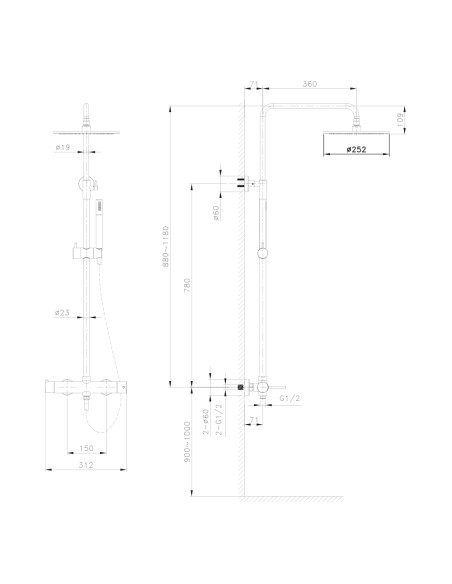 Columna de ducha monomando Round titanio 3098