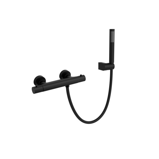 Grifo de ducha termostático Round negro mate con mango 4043NG