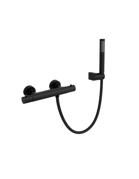 Grifo de ducha termostático Round negro mate con mango 4043NG