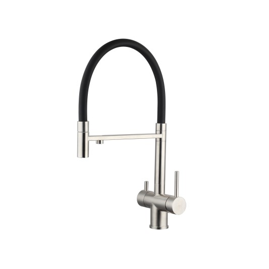 Grifo de cocina extraíble con ósmosis acero y negro 3231
