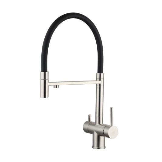 Grifo de cocina extraíble con ósmosis acero y negro 3231