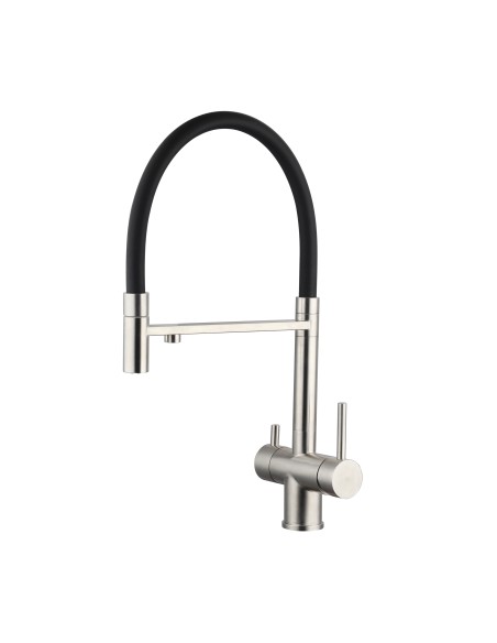 Grifo de cocina extraíble con ósmosis acero y negro 3231