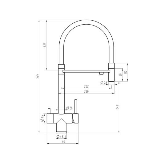 Grifo de cocina extraíble con ósmosis acero y negro 3231
