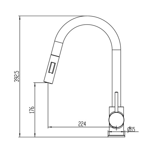 Grifo de cocina extraíble Round cromo 3144