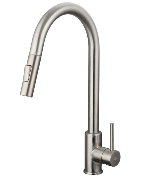 Grifo de cocina extraíble Round acero cepillado 3180