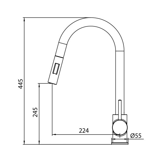 Grifo de cocina extraíble Round acero cepillado 3180