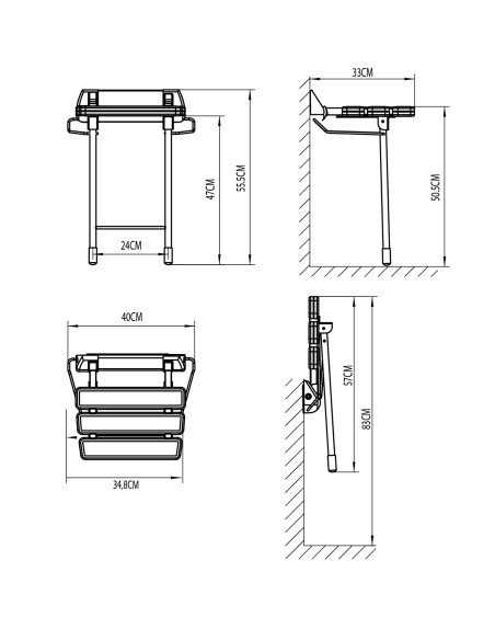 Asiento plegable para ducha blanco y cromo GME 3030