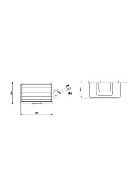 Plano técnico - Cesta para barra de ducha de acero inoxidable cromo GME 0392