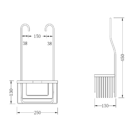 Cesta para grifería de ducha de acero inoxidable cromo GME 0393 2