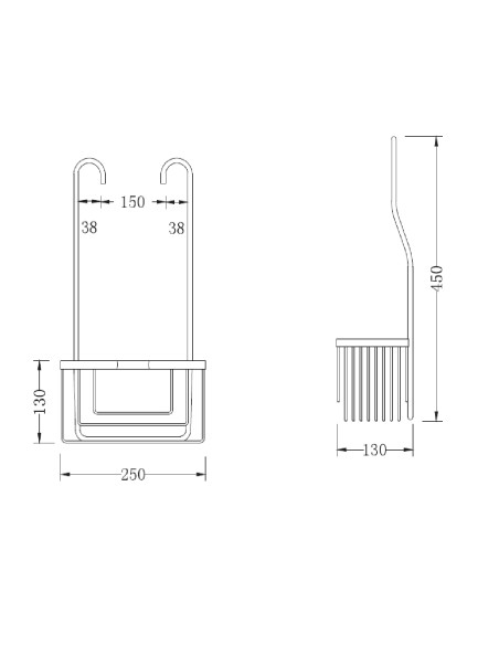 Plano técnico - Cesta para grifería de ducha de acero inoxidable cromo GME 0393