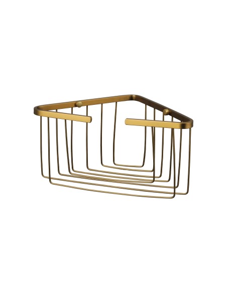 Cesta de rincón para ducha de acero inoxidable oro cepillado GME 0394OR