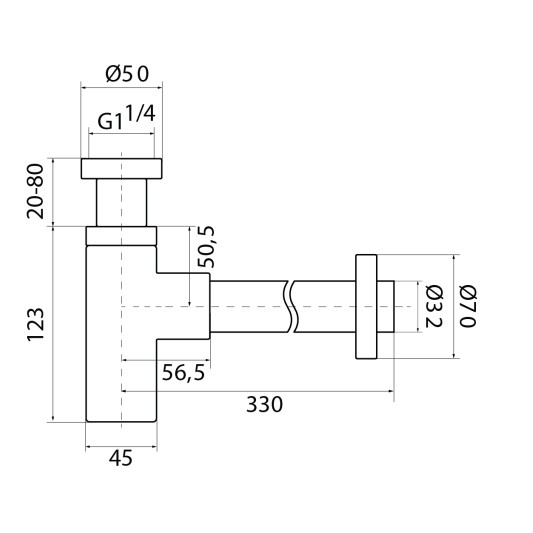 Sifón minimal de lavabo blanco GME 0352BL 2