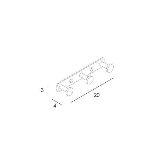 Percha triple Round negro GME 4307NG 2