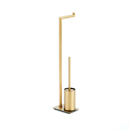 Portarrollos con escobillero Round oro cepillado PVD GME 4315OR