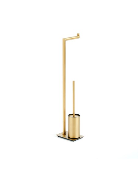 Portarrollos con escobillero Round oro cepillado PVD GME 4315OR