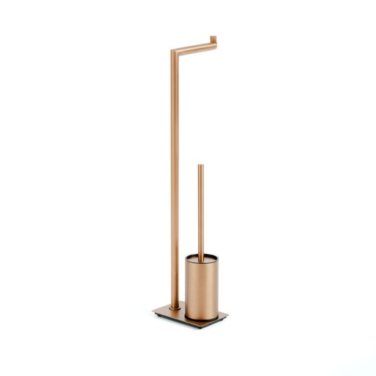 Portarrollos con escobillero Round cobre cepillado PVD GME 4315CB