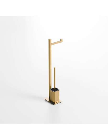 Portarrollos con escobillero Quadra oro cepillado PVD GME 4515OR