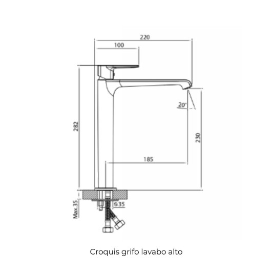 Grifo de lavabo de caño alto Fiore negro mate 3261NG 2